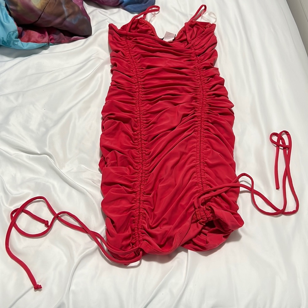 Coral Ruched Dress
